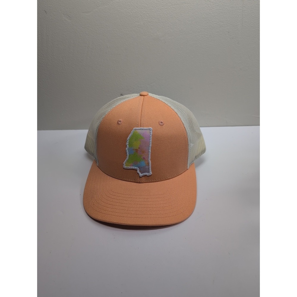 Peach Mississippi Snapback Trucker Hat Orange  Embroidered Mesh Richardson‎ New